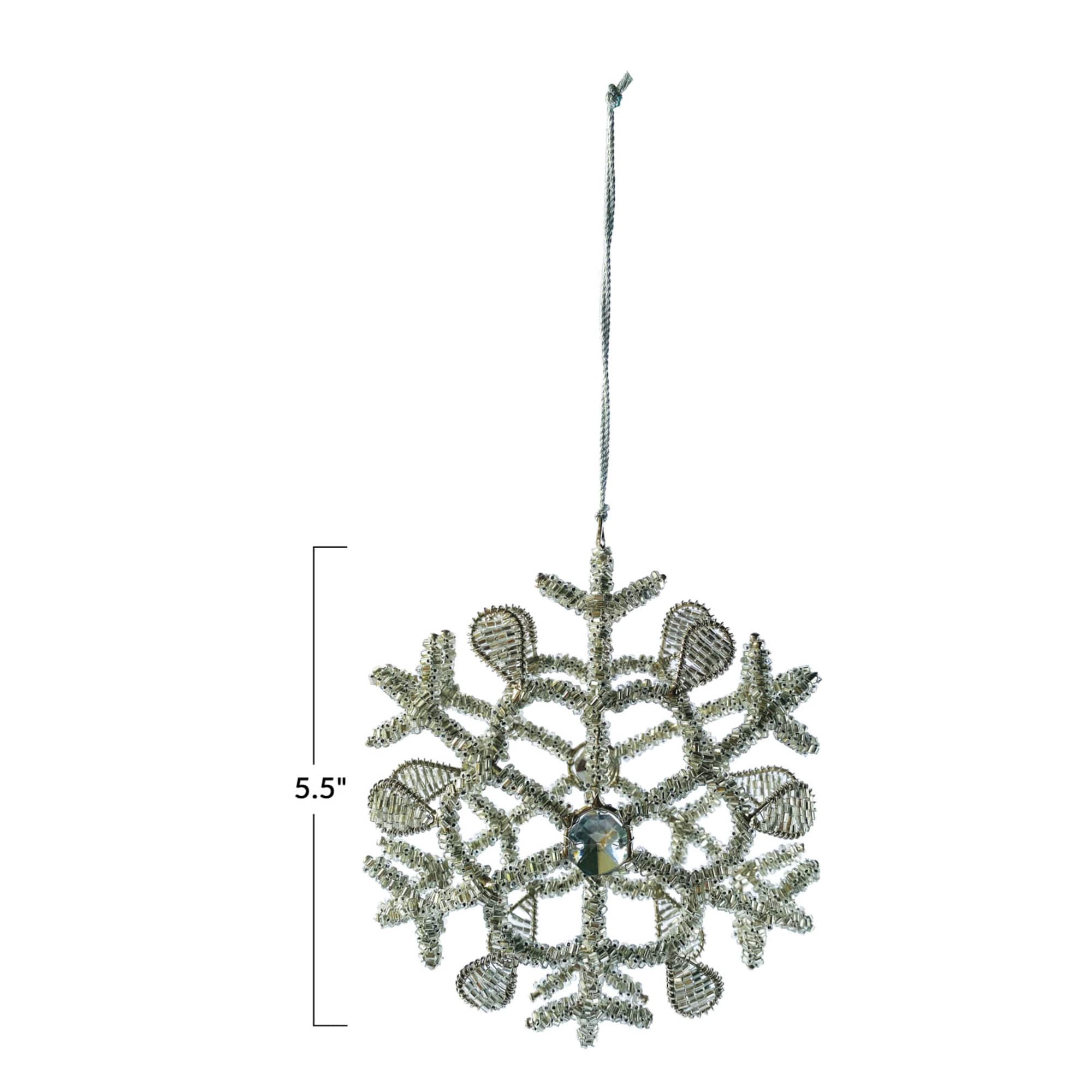Hello Honey® 5.5" Beaded Snowflake Metal & Glass Ornament